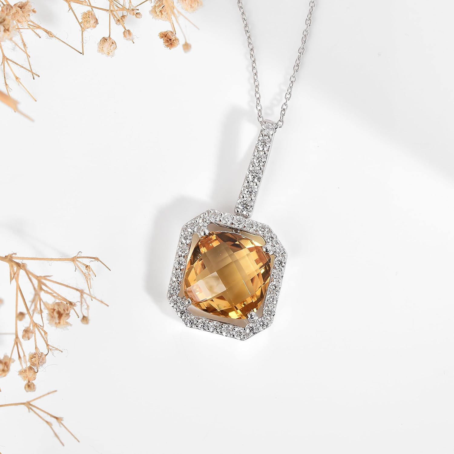 Genuine Citrine Briolette Pendant in .925 Sterling Silver Orange Jewelry Briolette Cut Necklace November Birthstone Citrine Jewelry Gift For Her - Image 4