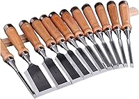 Vista 3 de DEEG Juego de herramientas de cincel de madera de 12 piezas, kit de cincel de tallado de carpintería con estuche de madera prémium para carpintero