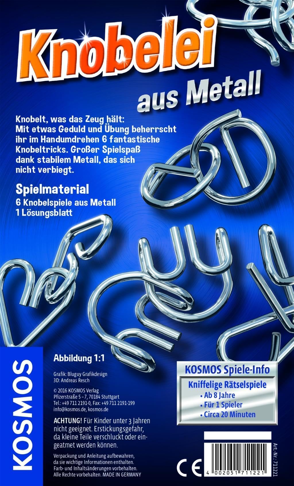KOSMOS 711221 – puzzle z metalu, zabawne gry zagadki i ekscytujące tricki, gra na prezent
