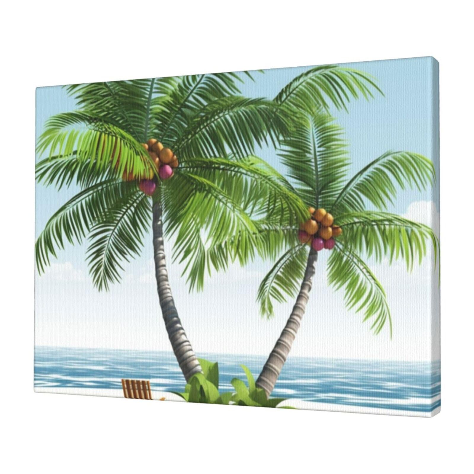 KLOPH Tropical Palm Tree Canvas Wall Art for Living Room 12"x16" Modern Artwork Painting for Bathroom Hanging Canvas Prints Aesthetic Wallart for Bedroom Kitchen Office Wall Decor