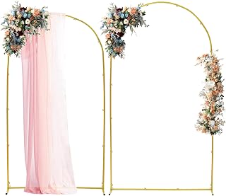 Arch Backdrop Stand, 7.2FT/6FT Metal Wedding Arched Frame, Gold Portable Arches Stand Set for Wedding, Birthday Party, Baby Shower, Festival and Ceremony Decorations, Set of 2