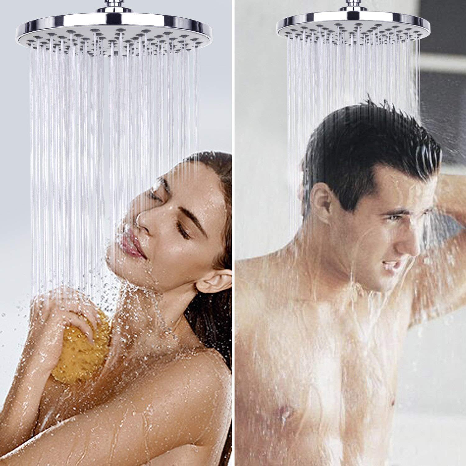 Schwenkbarer Sprühwinkel Überkopfbrause 8 Zoll Standard 1/2 Zoll BSPT Anschluss Regendusche Duschkopf Chrom Optik