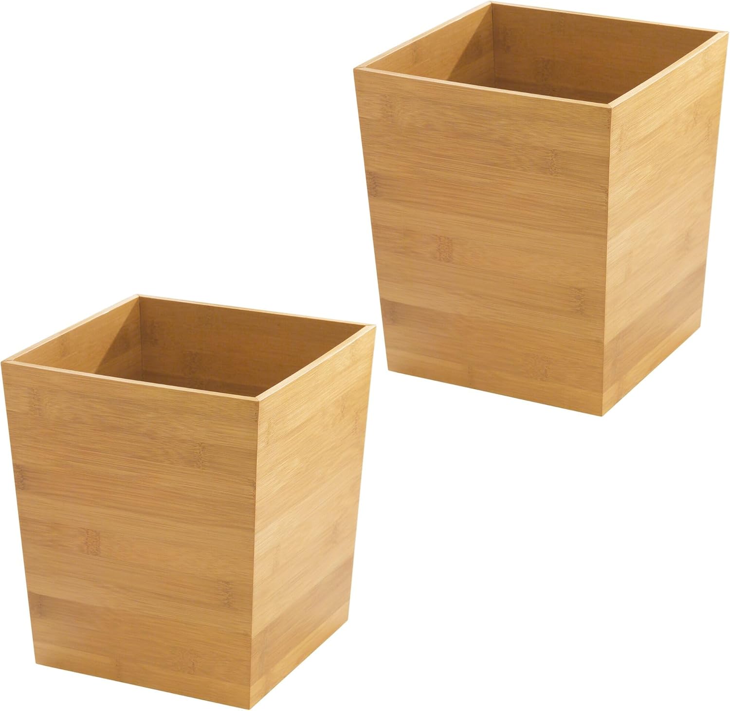 iDesign Small Bamboo Bathroom Trash Can - Set of 2 - Natural