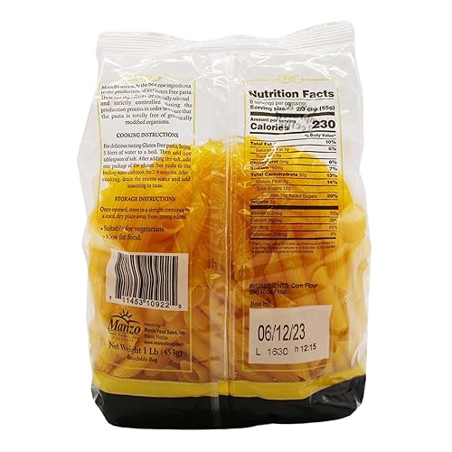 Miniatura 2 de Mariella Fideos para pasta italiana Penne Rigate sin gluten, 1 LB, GF, Fideos, Ingredientes: Arroz y harina de maíz solamente, Producto de Italia,