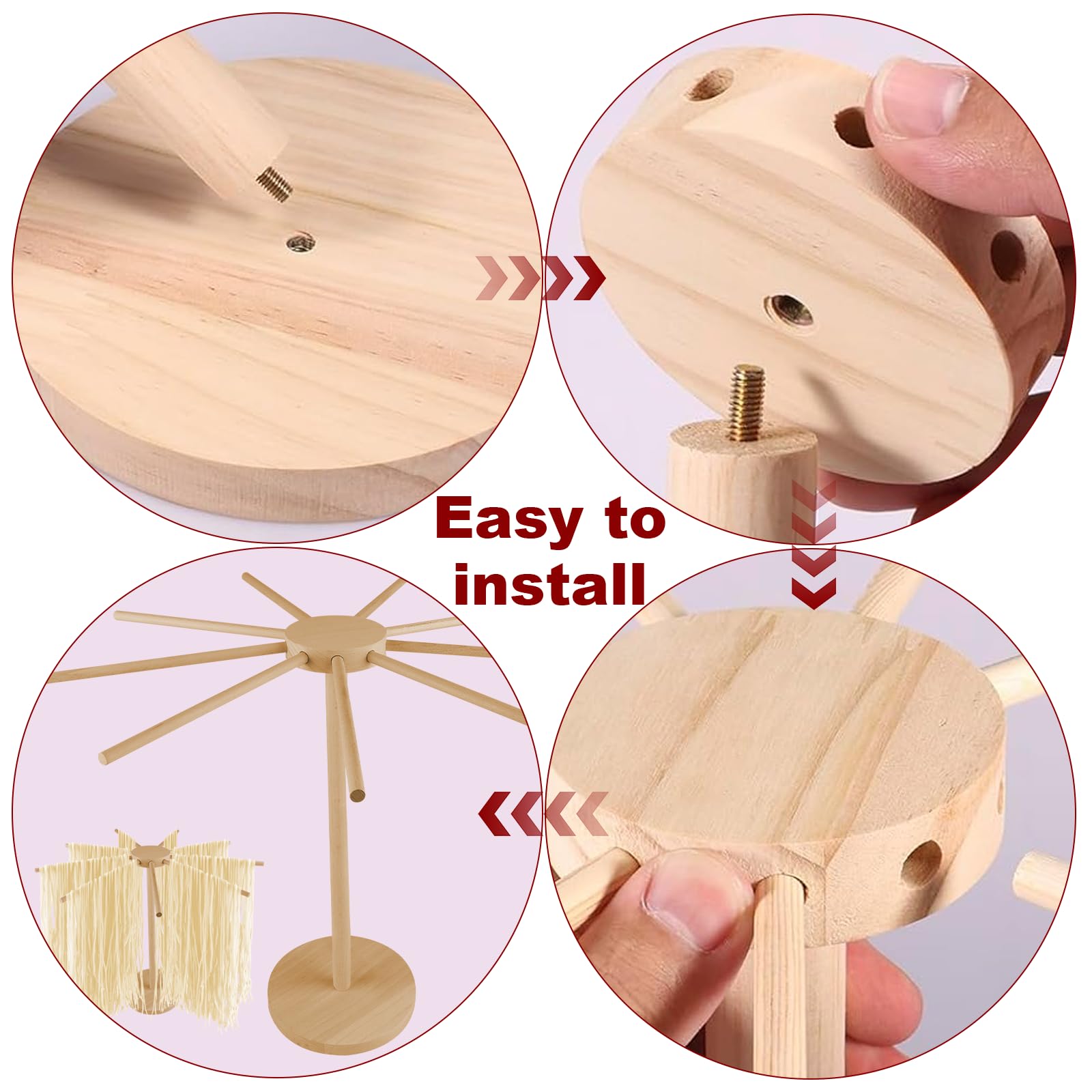 Essiccatore per pasta in legno, con 9 bracci rimovibili, per asciugare fino a 4,5 kg con base, per pasta e asciugacapelli