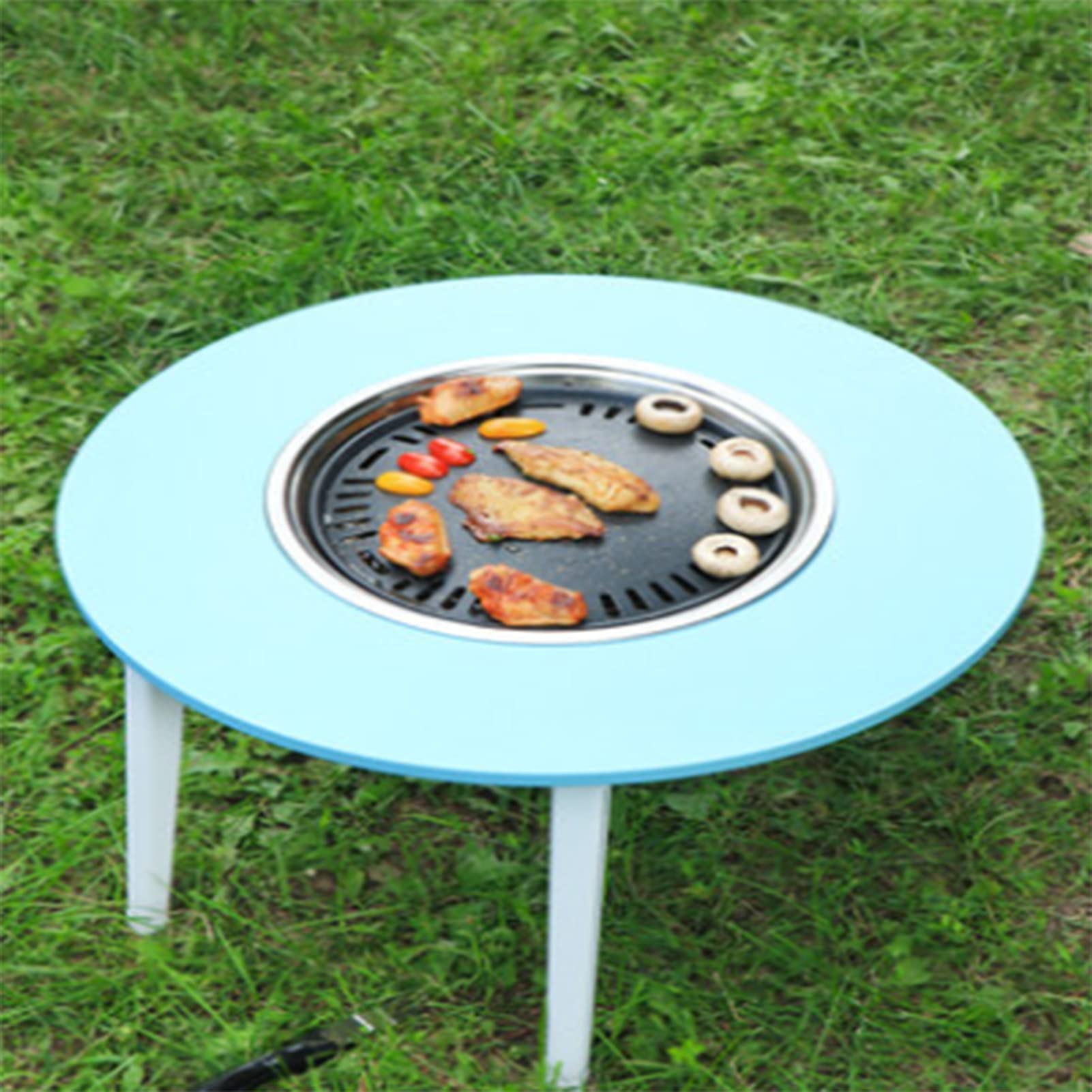 Tavolo da barbecue da esterno per piccoli cortili di casa, griglia coreana con carbone e pentola calda, ideale per cucinare barbecue selvaggio
