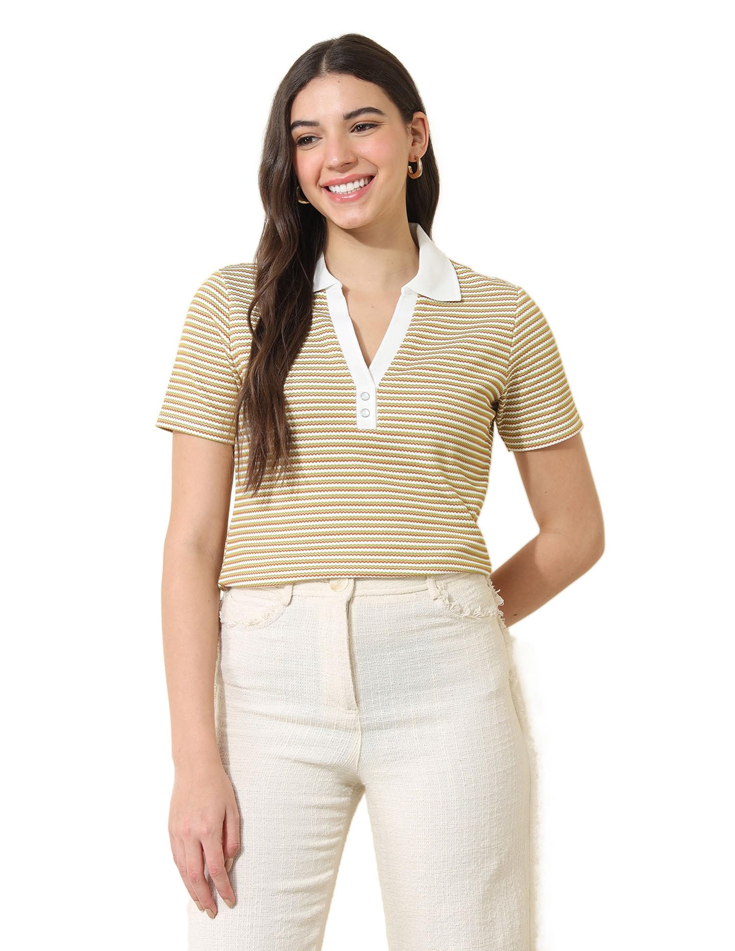 u.s. polo assn. Women's Striped Relaxed Fit Polo Shirt-picture-25