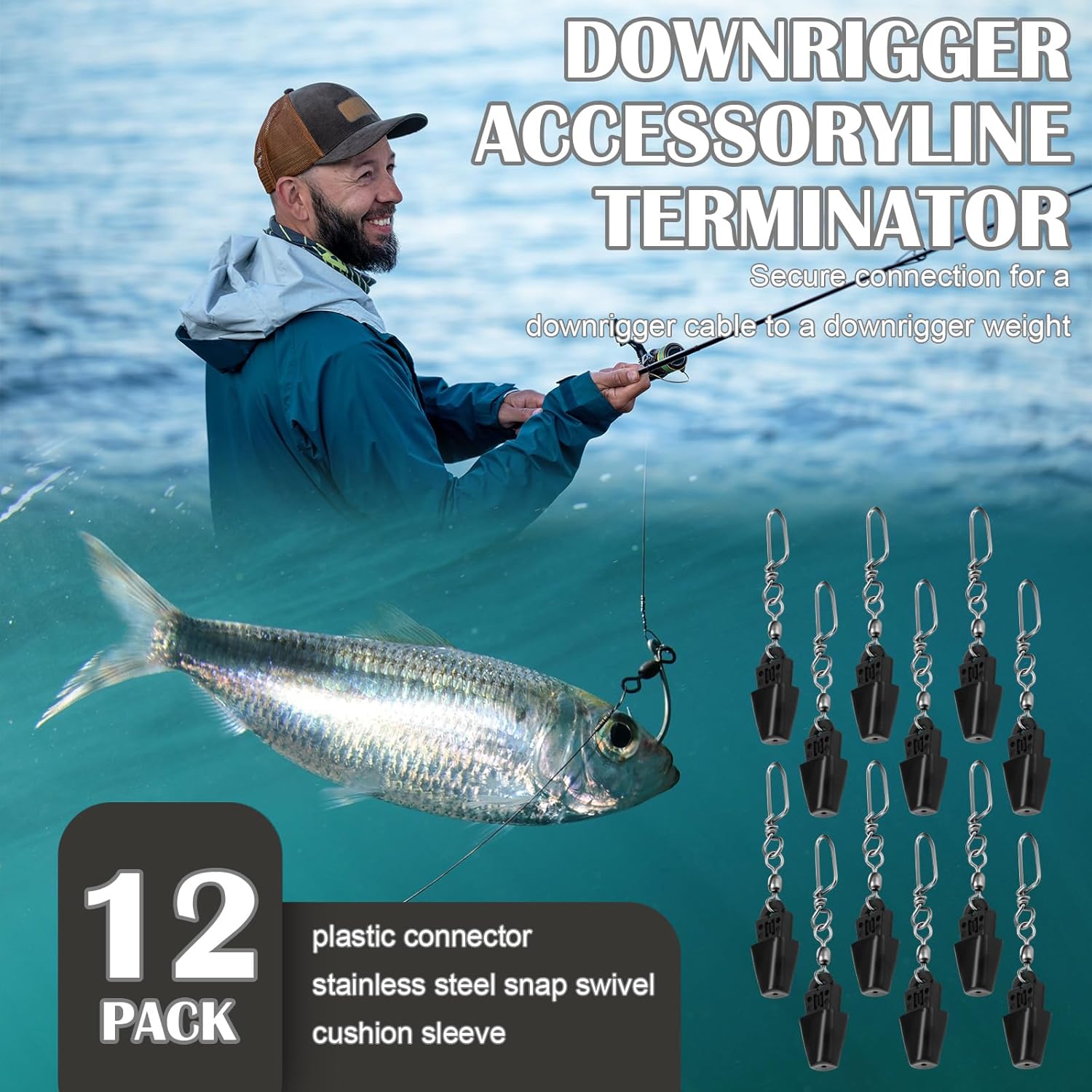 Downrigger Terminal Kit Fishing Boating Accessories Deep Water Trolling Release Kit Marine Downrigger Set with Storage Box Boat Fishing Terminal Tool for Saltwater and Freshwater