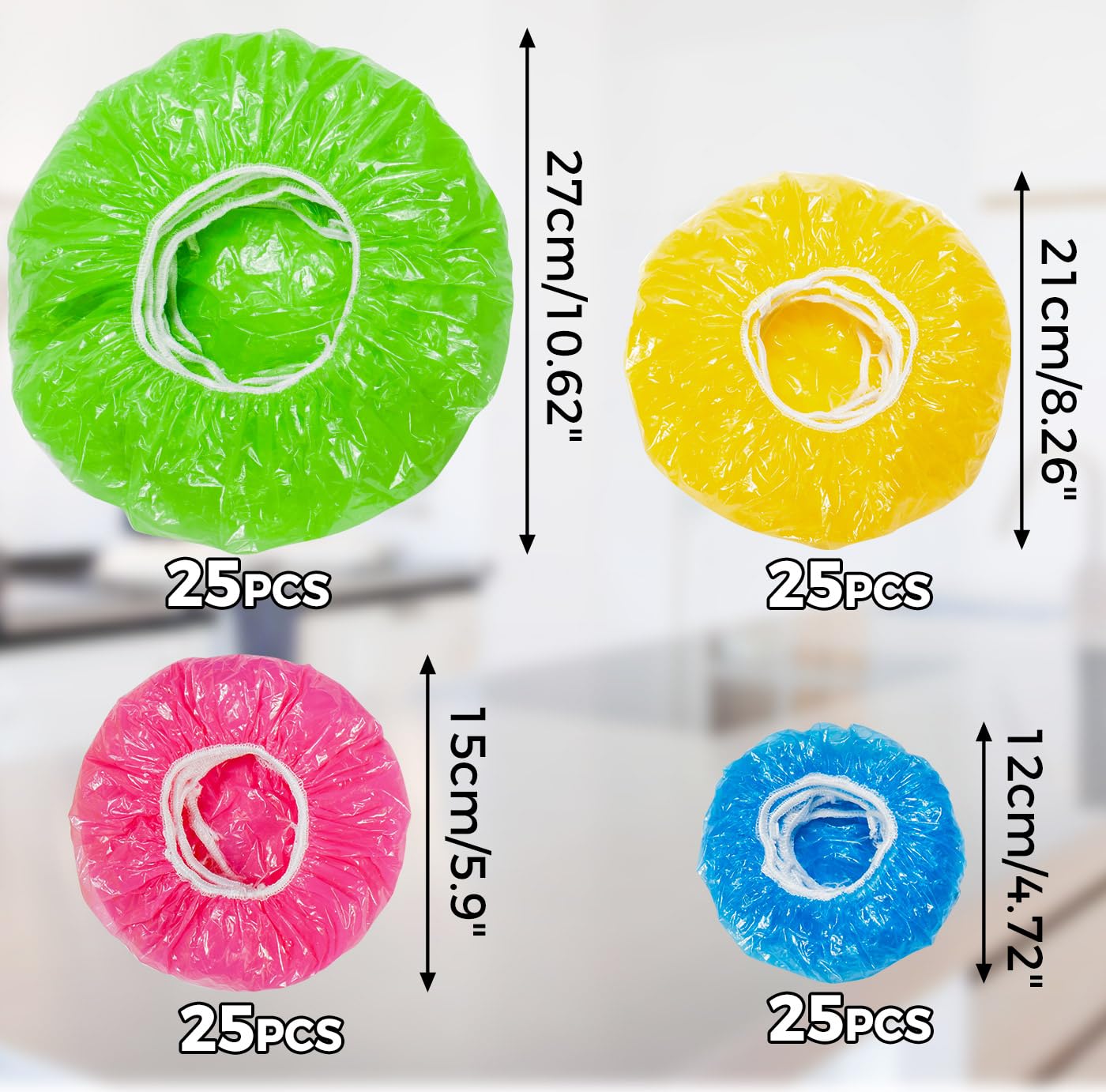 96 Sacs De Conservation Élastiques - Film Alimentaire Réutilisable - 4 Couleurs