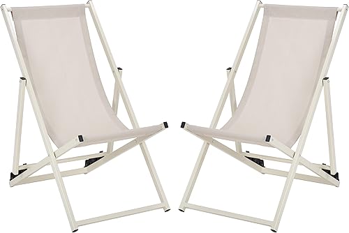 SAFAVIEH Outdoor Collection Breslin - Juego de 2 sillas plegables ajustables (totalmente montadas)