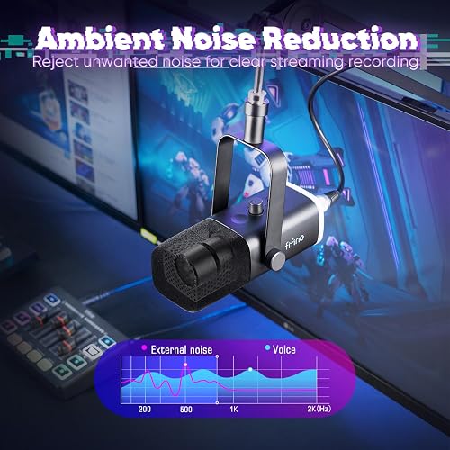 FIFINE USB/XLR Streaming Dynamic Microphone, Gaming Audio Mixer, Streaming RGB PC Mixer with XLR Microphone Interface (AM8 + SC3) - 4