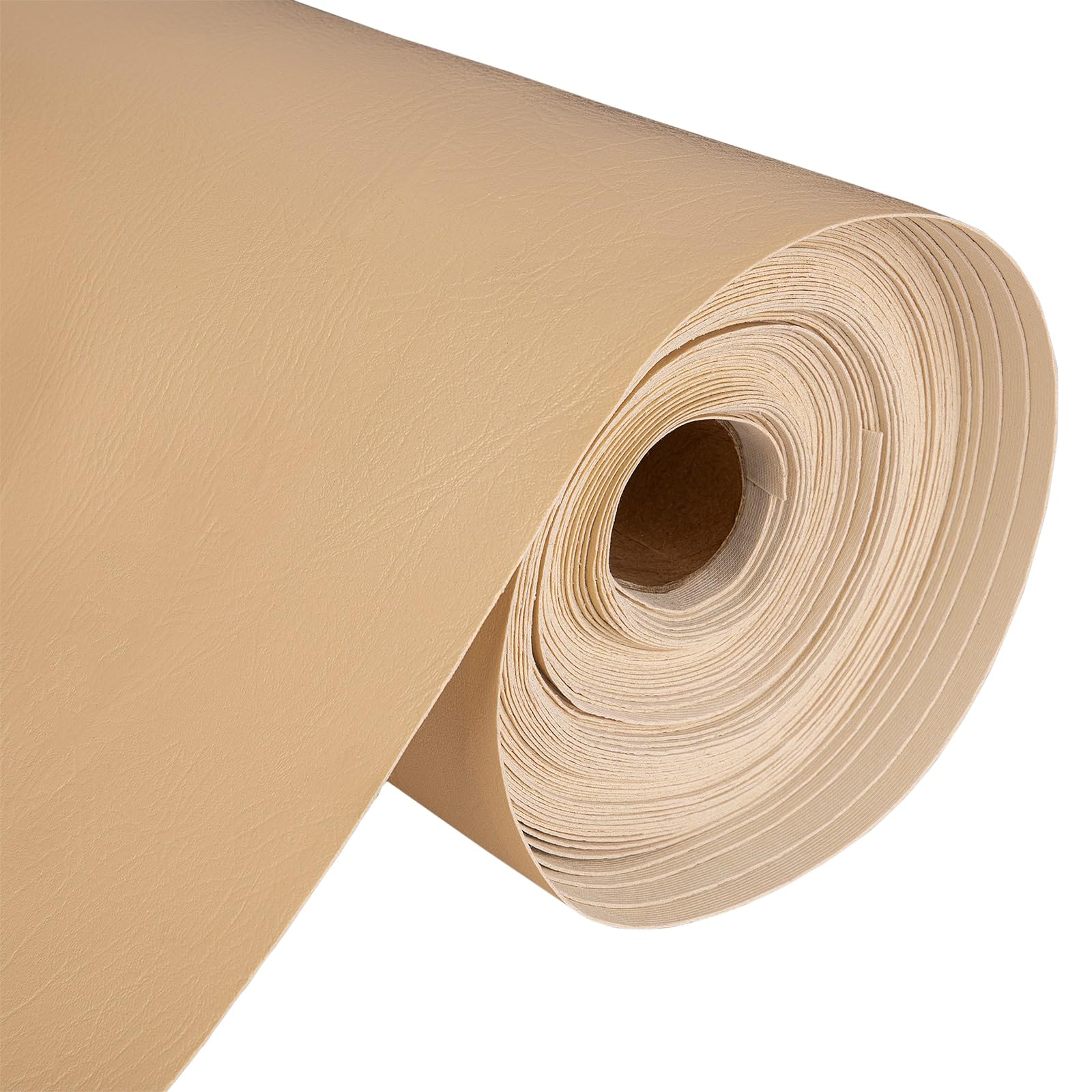 Vinyl Leatherette Fabric, Fire Retardant, Waterproof Upholstery Material, Faux Leather Sheets for Chairs, Bookbinding, 55 Inch Wide, Cream Fabric, 25 Metre