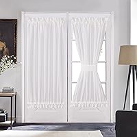 Vista 21 de Aquazolax Panel de cortina transparente para puerta francesa para ventana, elegante panel de cortina de gasa sólida con bolsillo para barra