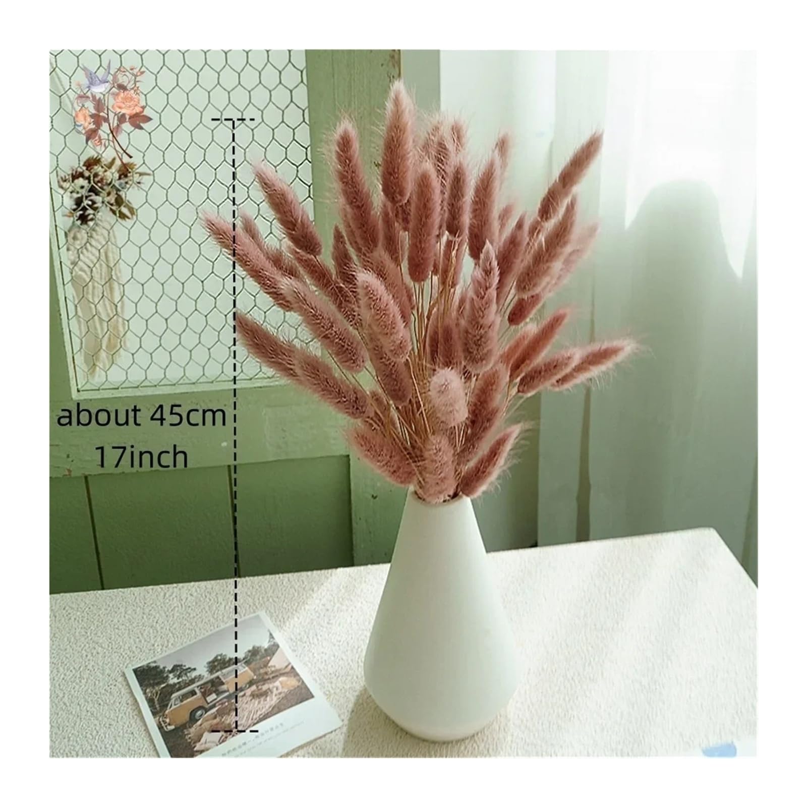 Generico 50/100 pièces d'herbe naturelle de queue de lapin, fleurs séchées pour bouquet de mariée, décoration intérieure et photographie(jaune, 50PCS)