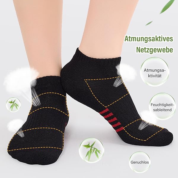 Effeet Bambus Sneaker Socken Damen 6/12 Paar, Atmungsaktive Gepolsterte Sportsocken Laufsocken, Anti Schweiß Kurze Socken Damen 39-42 35-38 Bunt, Geschenke für Frauen Sommer - 5