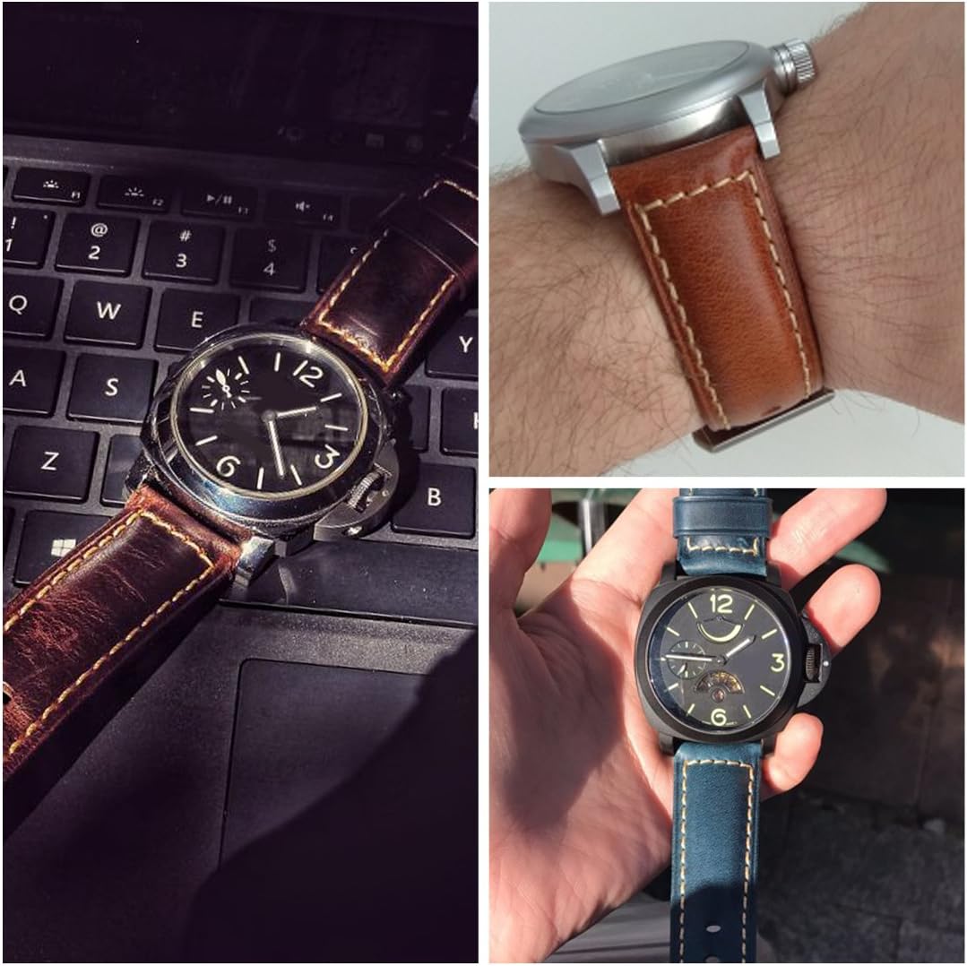 REZERO Watch Band, Genuine Leather Watch Straps, Oil-Waxed Vintage Watch Bands for Men 18mm 19mm 20mm 21mm 22mm 23mm 24mm 26mm
