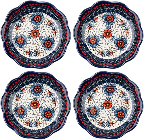 Miniatura 9 de Sizikato 4 platos de porcelana para aperitivos, platillo de inmersión de salsa de aperitivos de 4 pulgadas, patrón de flores exóticas