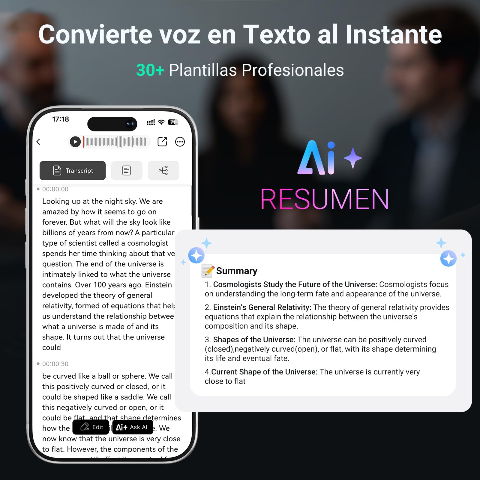 MECHEN Grabadora de Voz IA, 64GB Transcribe Resume Transcripción Inteligente, 81 Idiomas, Grabación Magnética de Llamadas, Bluetooth 5.3