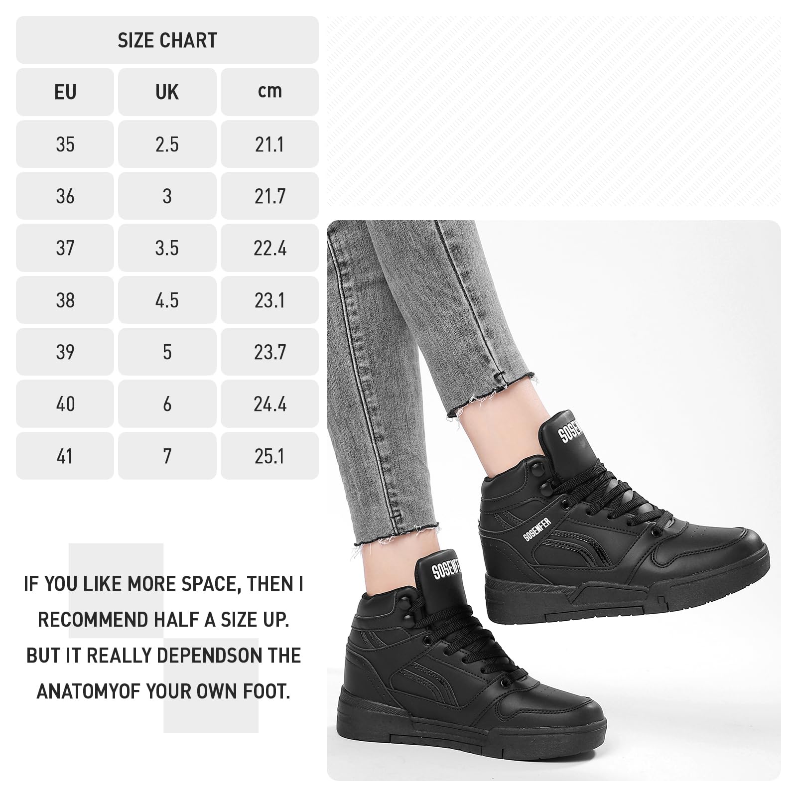 KOWAYI Sneakers Zeppa Donna Casual,Scarpe da Ginnastica con Zeppa Tacco 7CM Sneakers Platform Basse Sportive Fitness Scarpe da Donna Wedges Passeggio