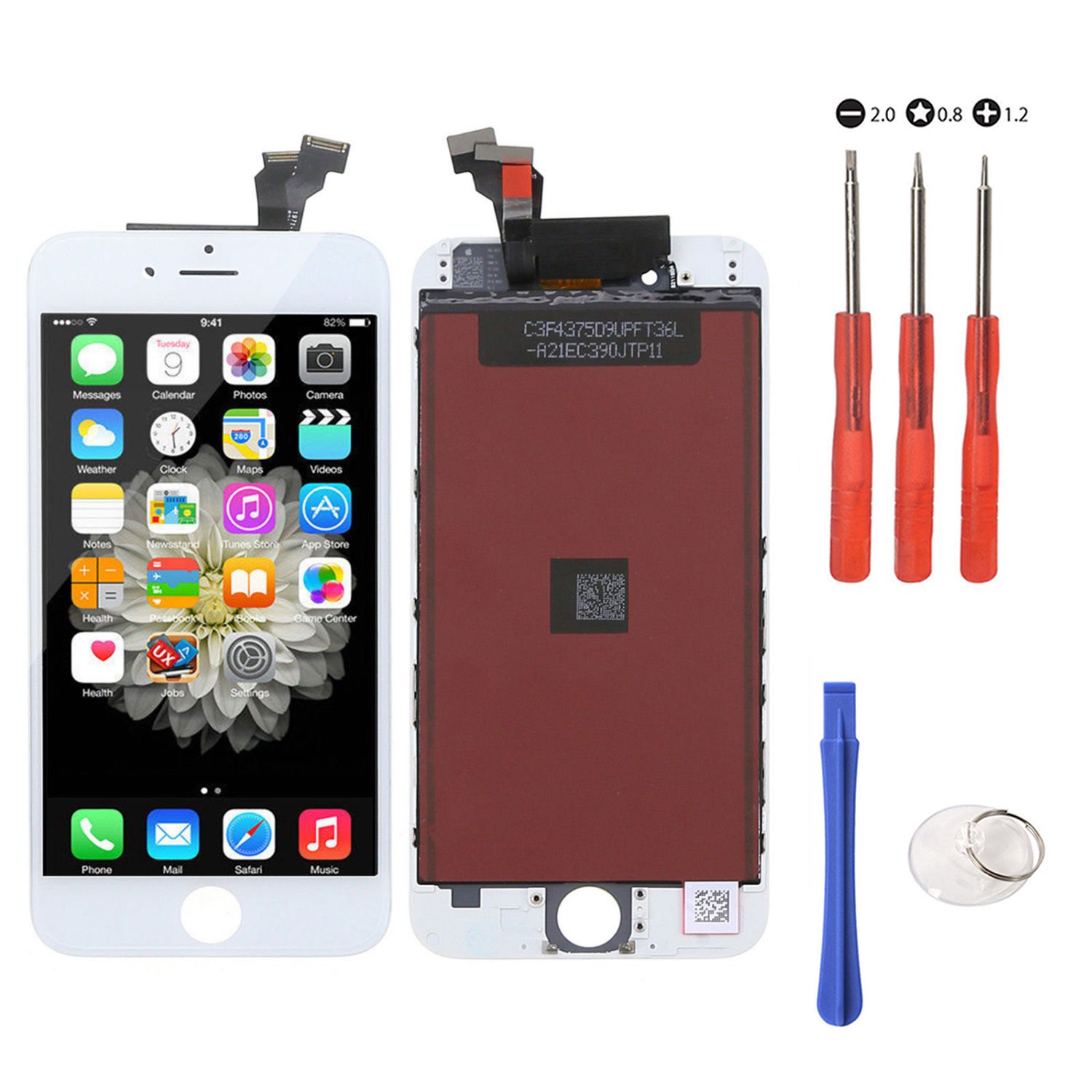 Mobofix Replacement Touch Screen for iPhone 6 Plus (White) Glass LCD Display Screen Digitizer Assembly with FREE Repair Tool Kits, Screen Protector Film