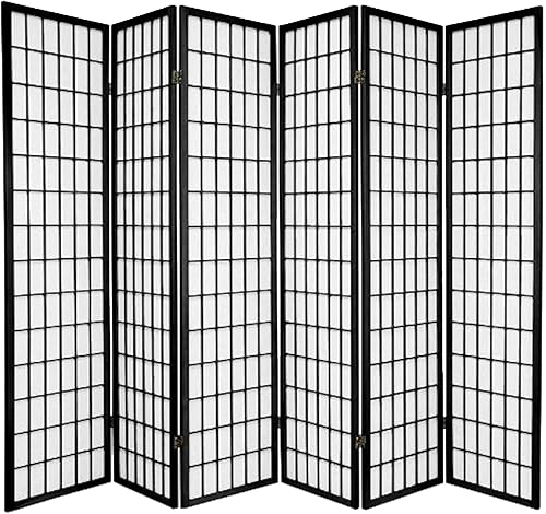 Legacy Decor - Separador de habitación, de e 3, 4, 6, 5, 8 paneles de habitación, estilo Shoji, de 6 pies alto, Madera, Negro