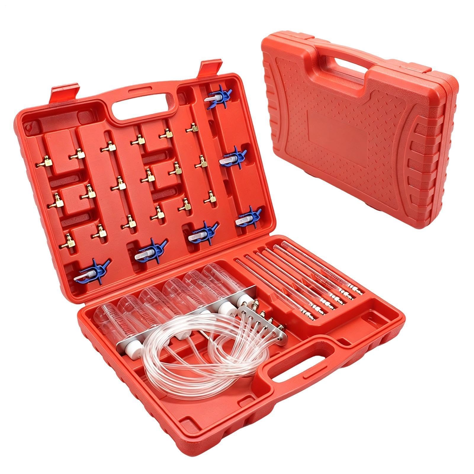 Probador Presión Medidor de Caudal para Inyectores de 6 Cilindros con | Kit Manómetro de Presión de Para Motores De Coche Camión Moto Fueraborda Y ATV