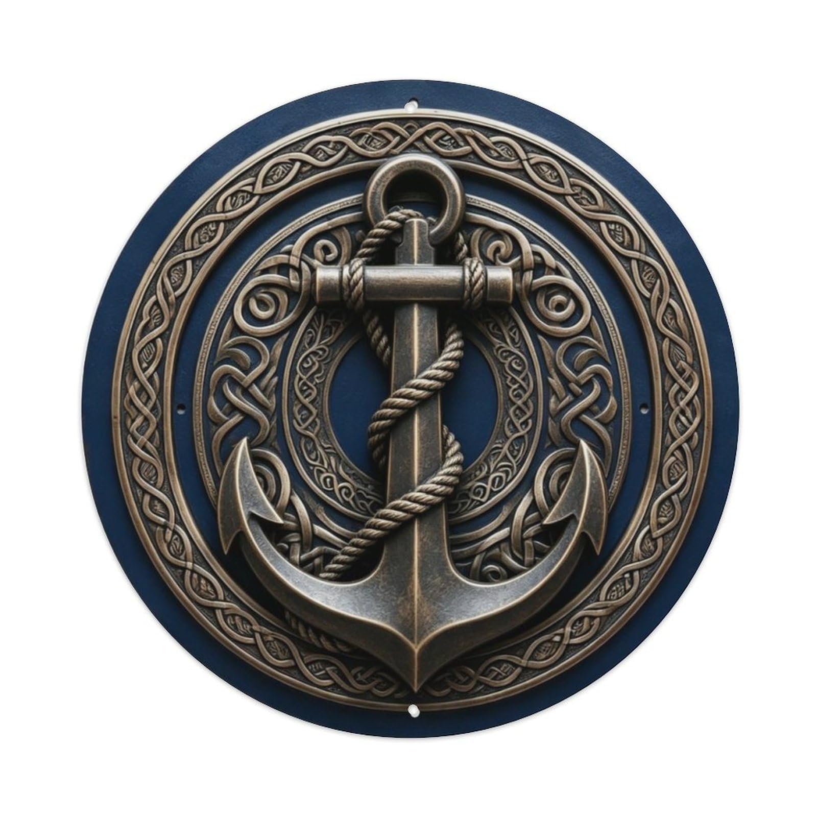Anchor with Rope Nautical Metal Tin Sign Plaque