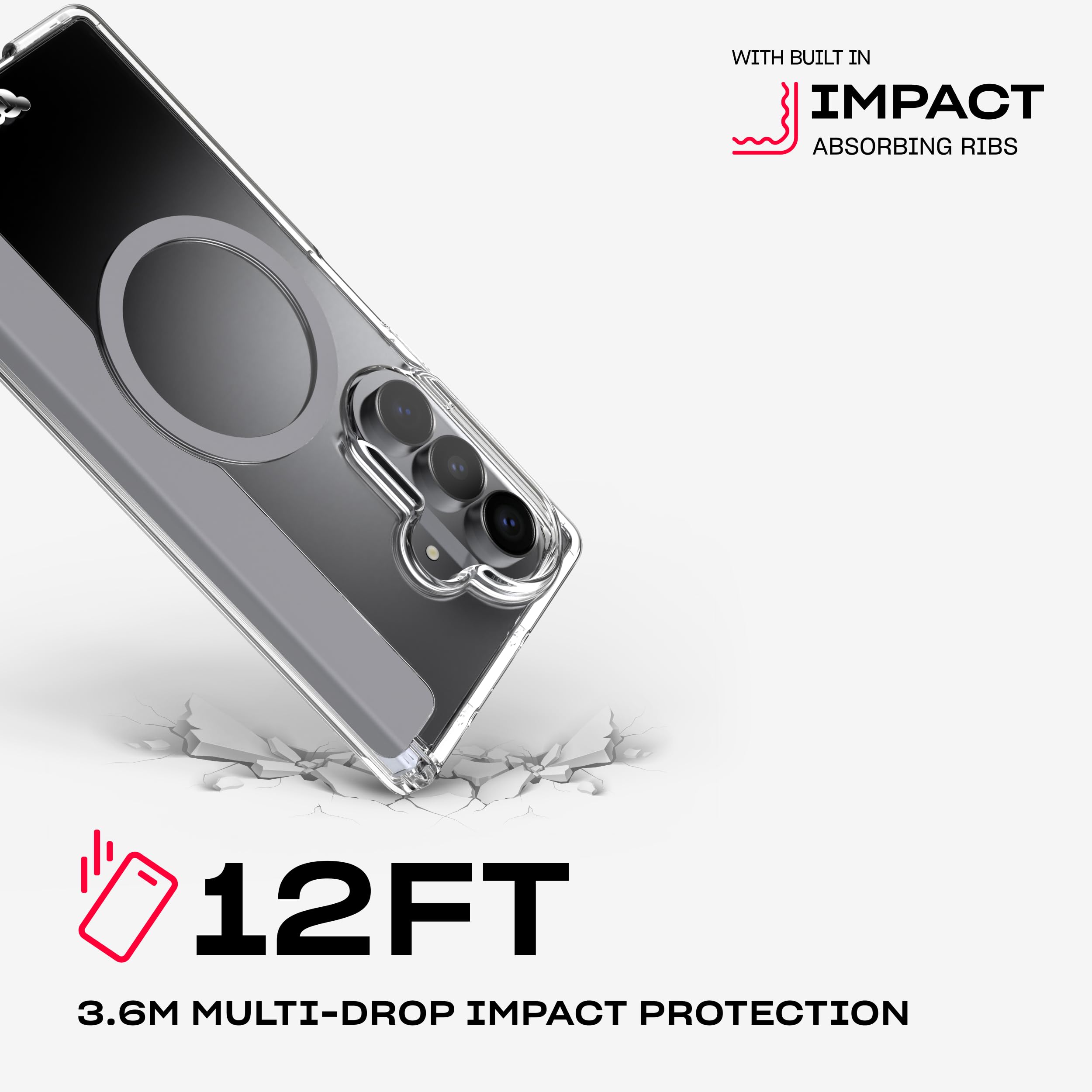 tech21 EvoClear - Custodia con calamite per Samsung Galaxy Z Fold8 Ultra| | Protezione multi-goccia da 3,6 m, resistente ai raggi UV e ai graffi, pulsanti meccanici, trasparente