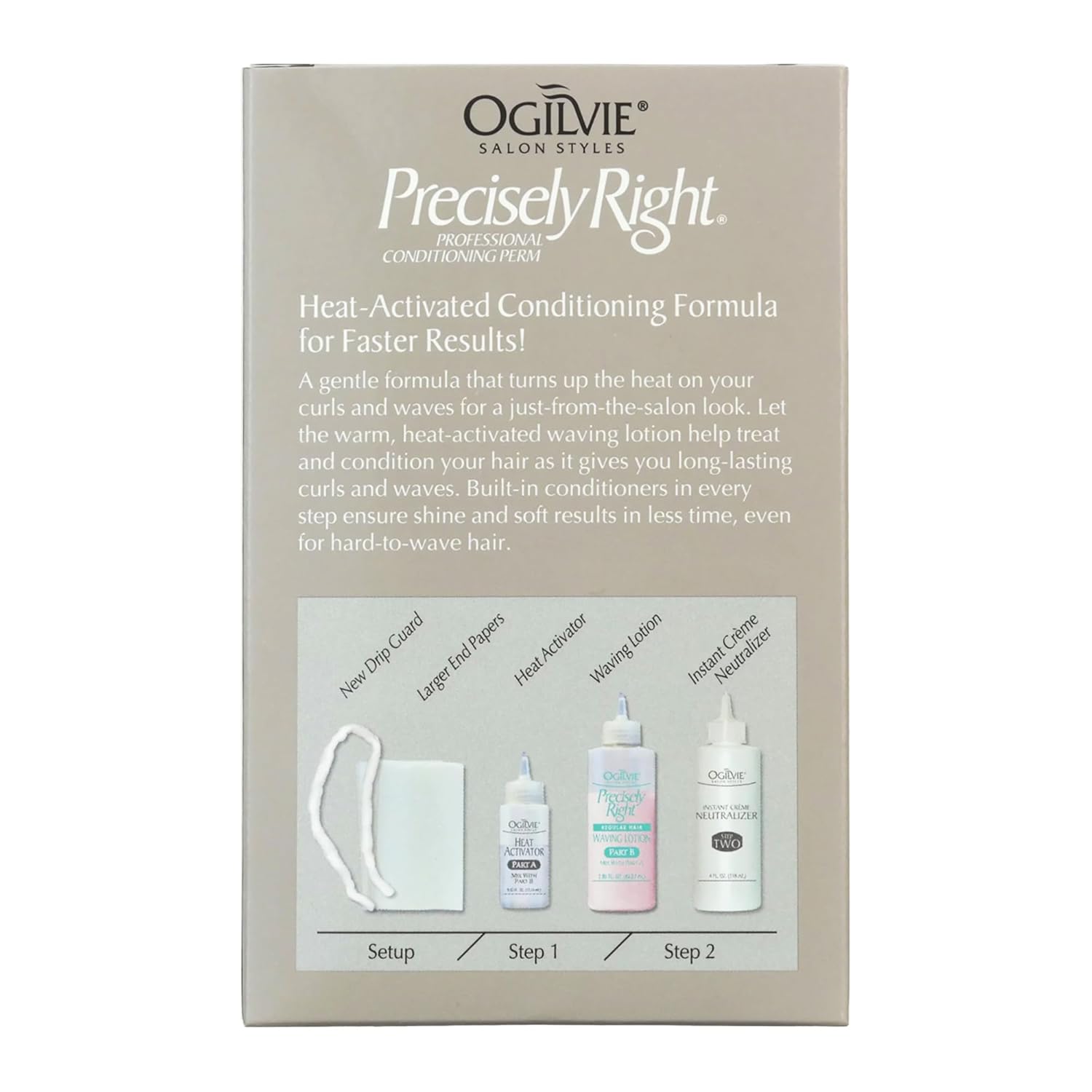 Ogilvie Salon Styles Precisely Right Professional Conditioning Home Perm Kit for Men & Women - For Normal or Hard-to-Wave Hair - Heat-activated Worry-free Formula with Drip Guard - 2 Pc