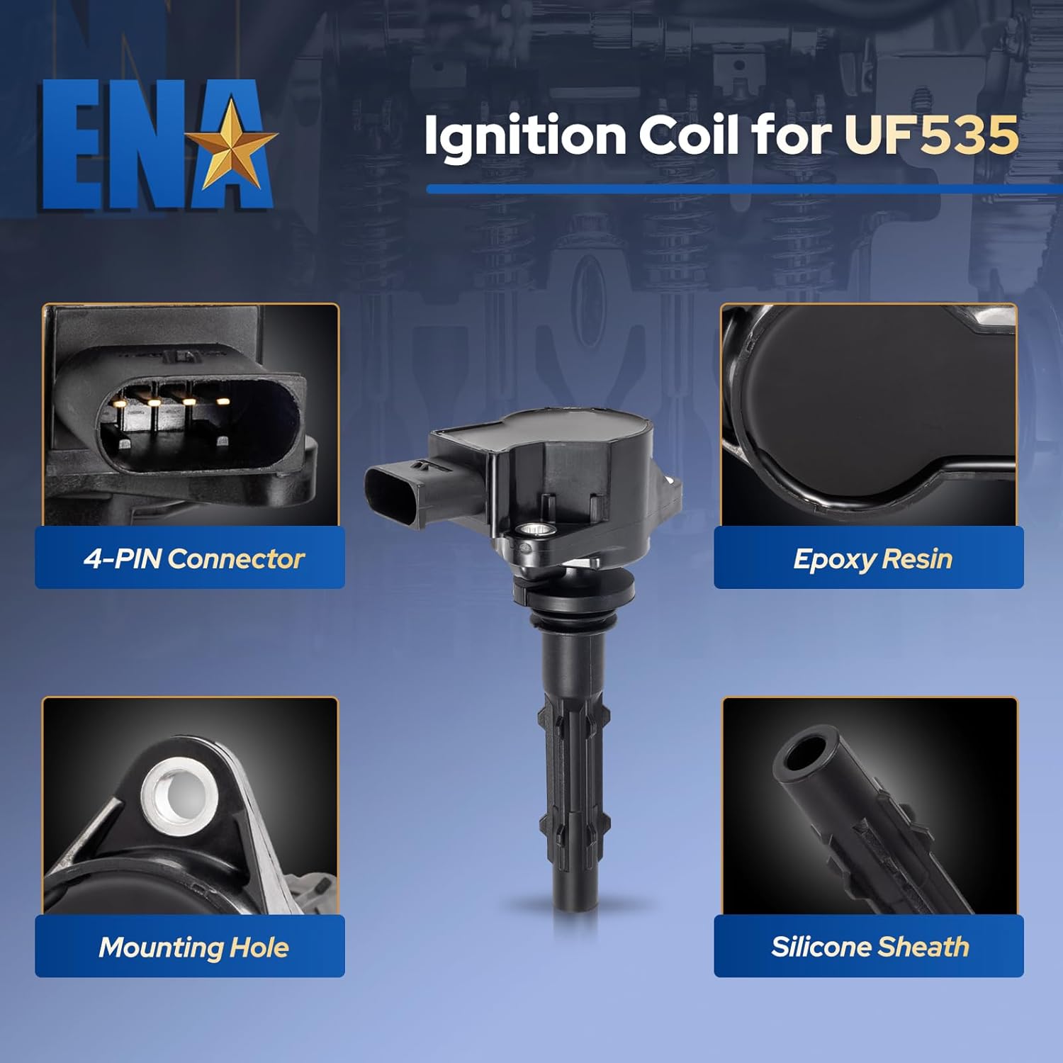 ENA 6 Ignition Coil Pack UF535 and 95983 Iridium Spark Plugs 2.5L 3.0L 3.5L V6 Compatible with Mercedes-Benz C230 C280 C300 C350 CLK350 E350 GLK350 ML350 ML450 R350 S400 SLK280 SLK300 SLK350 Sprinter