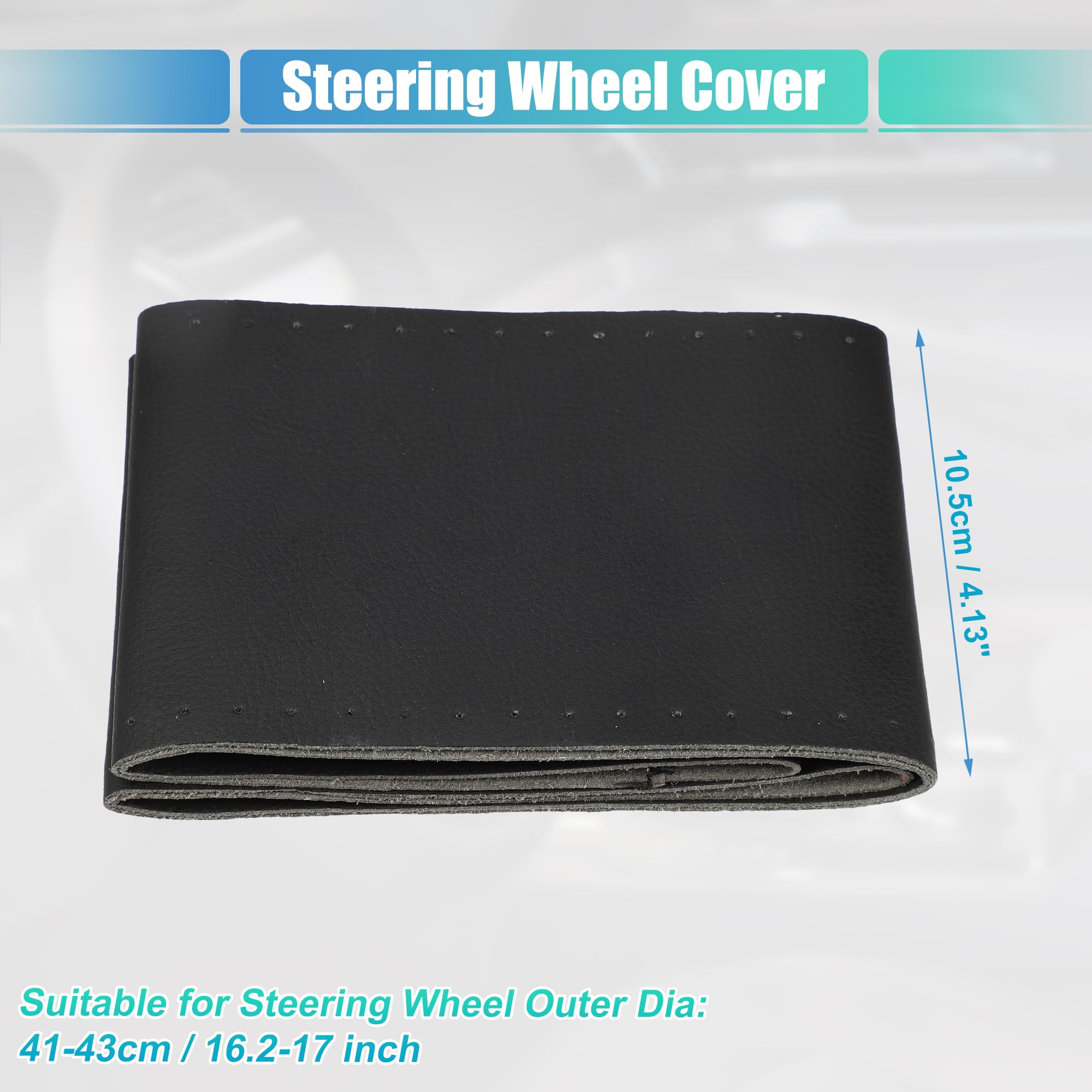 uxcell Funda cosida a mano para volante de coche con aguja e hilo, ajuste universal, 41-43 cm de diámetro