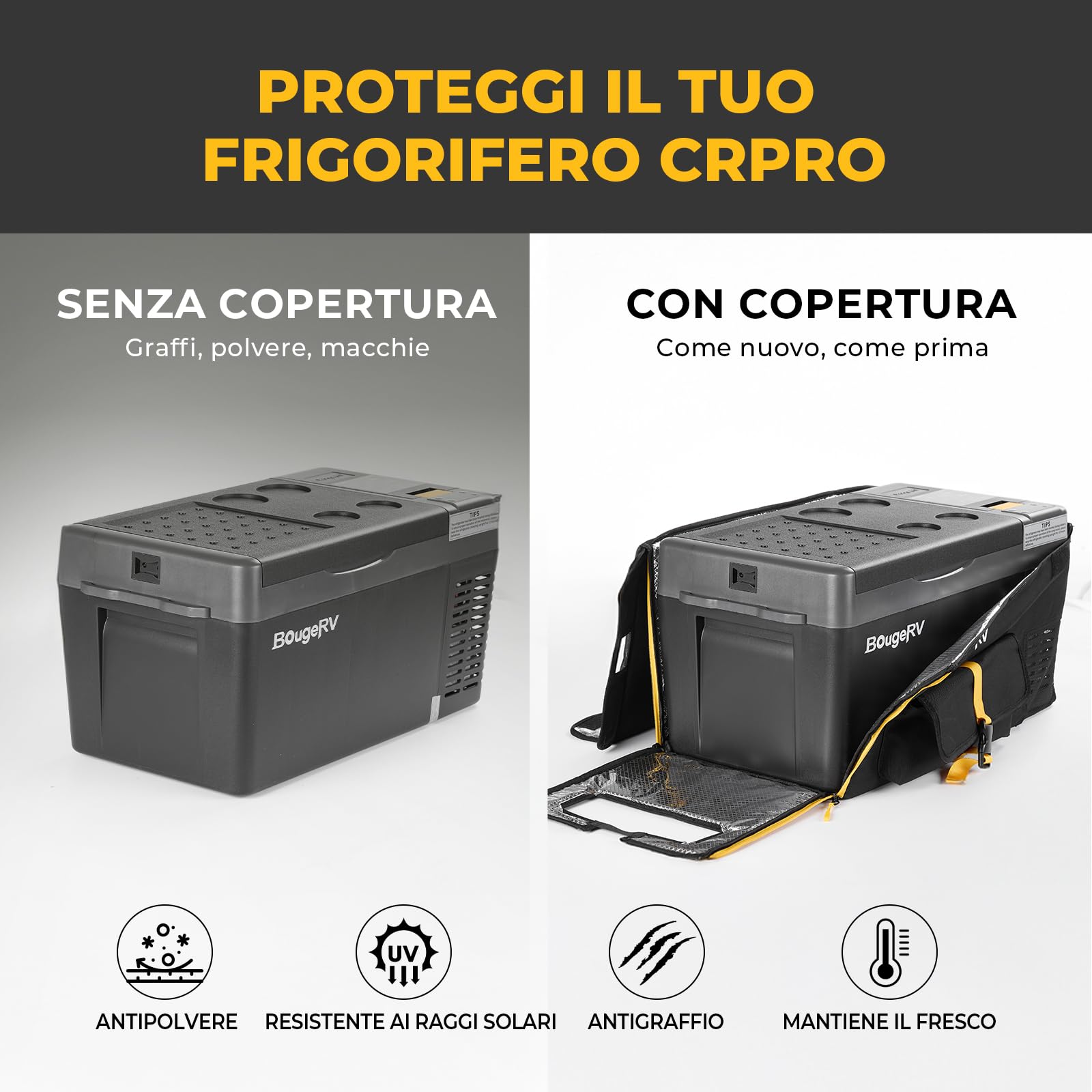 BougeRV CRPRO 20L frigorifero per auto (nero) con borsa per CRPRO20