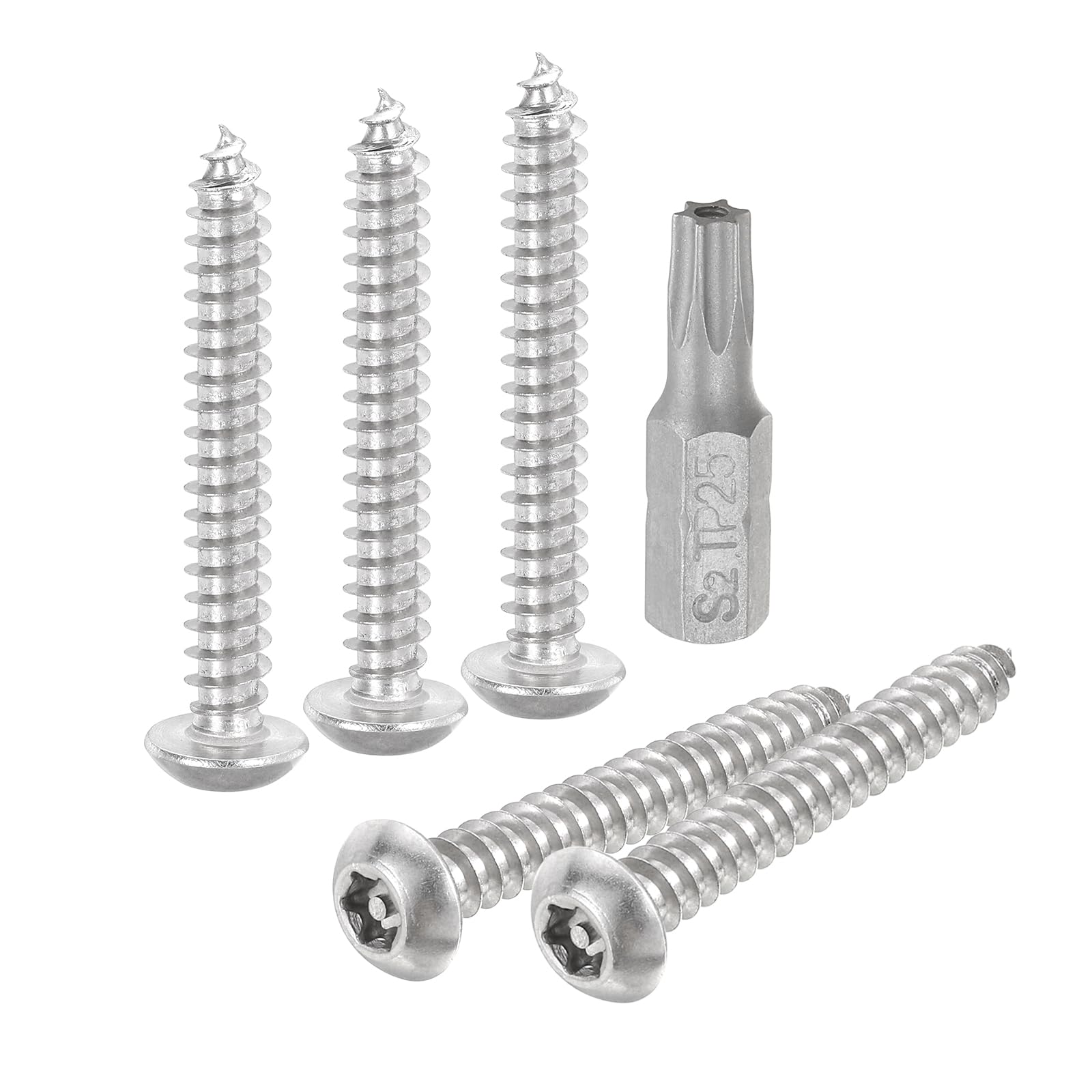 QUARKZMAN M5 x 40mm Viti per Lamiera di Sicurezza a Testa Tonda Torx, 30pz Viti Autofilettanti Antimanomissione Acciaio Inossidabile 304, Viti Legno Antifurto con Punta T25 (Argento)
