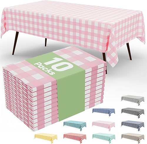 Miniatura 73 de misaya Paquete de 4 manteles desechables de búfalo, mantel de plástico impermeable de 54 x 108 pulgadas, manteles rectangulares a cuadros azules y