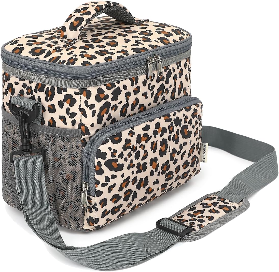 Insulated Lunch Bag for Adult/Women/Men, Reusable Lunch Box Cooler Soft Leakproof Tote, Thermal Meal Prep Lunch Pail with Adjustable Shoulder Strap for Picnic/School/Travel/Office, Leopard - Image 9