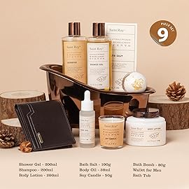 Fathers Day Gifts for Men Dad Birthday Gifts Spa Kit Cedar & Bergamot Scents Bath Gift Set and Shower Gift Bath and Body Gift Basket Set Mans Gifts Bath Spa Kit Spa Baskets, Home Spa Care Men Gift set