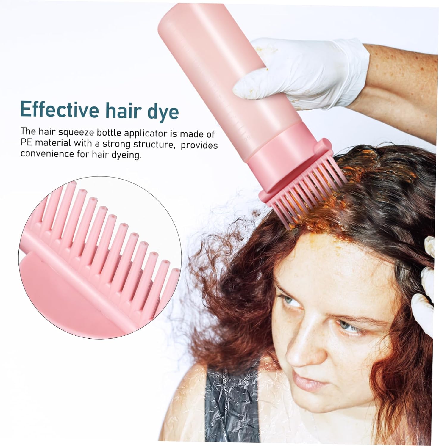 2 Pcs Root Comb Applicator Bottle PE Hair Dyeing Tool