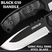 Vista 3 de OERLA TAC DE-0014 Cuchillo de hoja fija para uso al aire libre 420HC Cuchillo de campo de acero inoxidable lavado a la piedra Cuchillo recto