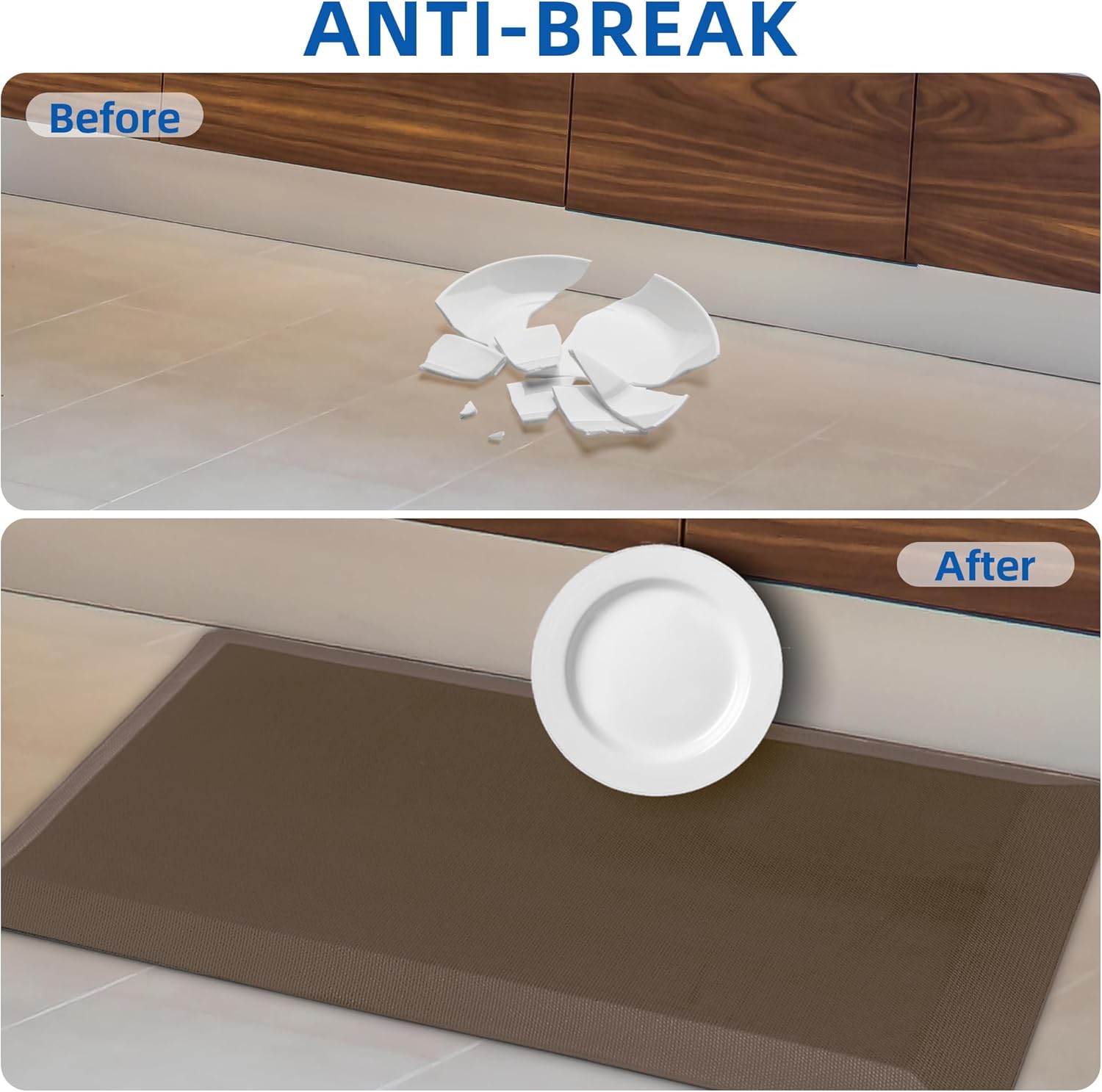 Anti Fatigue Kitchen Mats for Floor, Brown 9/10 Extra Thick Cushioned Standing Desk Mat, Comfort Memory Foam Ergonomic Kitchen Rugs and Mats Non-Slip Waterproof for Office, Kitchen, Sink, 20" x 32" - Image 6