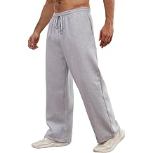 Mens Baggy Sweatpants Open Bottom Fleece Workout Casual Joggers Elastic Waist Drawstring Wide Leg Pants with Pockets
