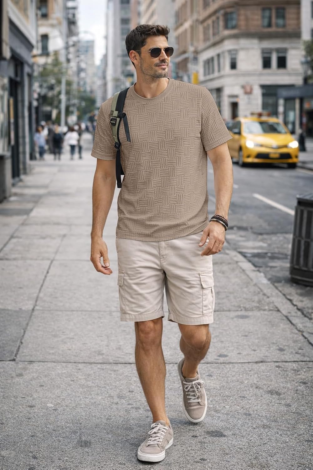 JMIERR Mens T-Shirt Casual Stretch Solid Crewneck Short Sleeve Tees Textured Shirts - Image 5