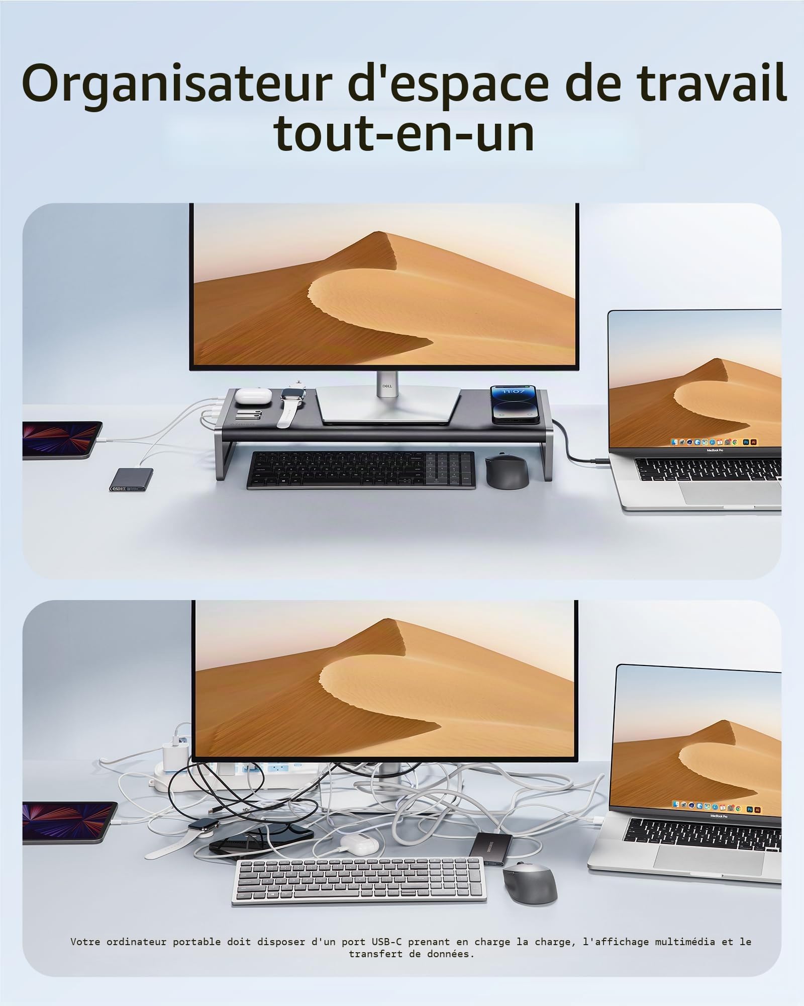Anker 675 Docking Station (12-en-1, Support de Moniteur) avec Ports USB-C 10 Gbit/s, Affichage HDMI 4K à 60 Hz, Bloc de Charge sans Fil, Gris foncé.