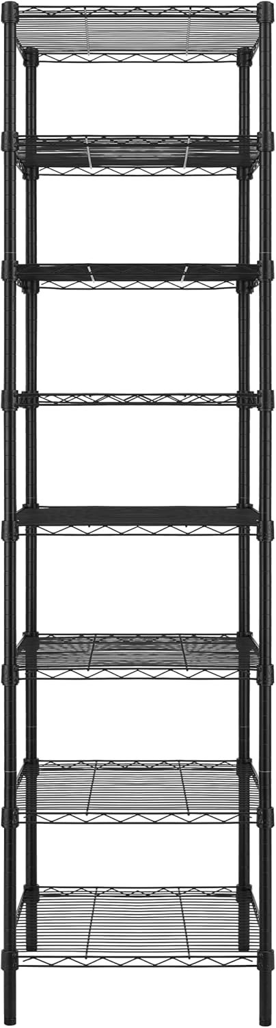 Finnhomy Heavy Duty 8 Tier Wire Shelving, 18x18x78.8 inches 8 Shelves Storage Rack with Thicken Steel Tube, Pantry Shelves for Storage, Adjustable Metal Shelving Unit, NSF Certified, Black