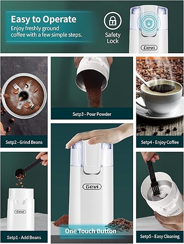 Miniatura 4 de Gevi Amoladora eléctrica de cuchillas de acero inoxidable para café expreso latte mocas, operación silenciosa. GECGI140-U-1