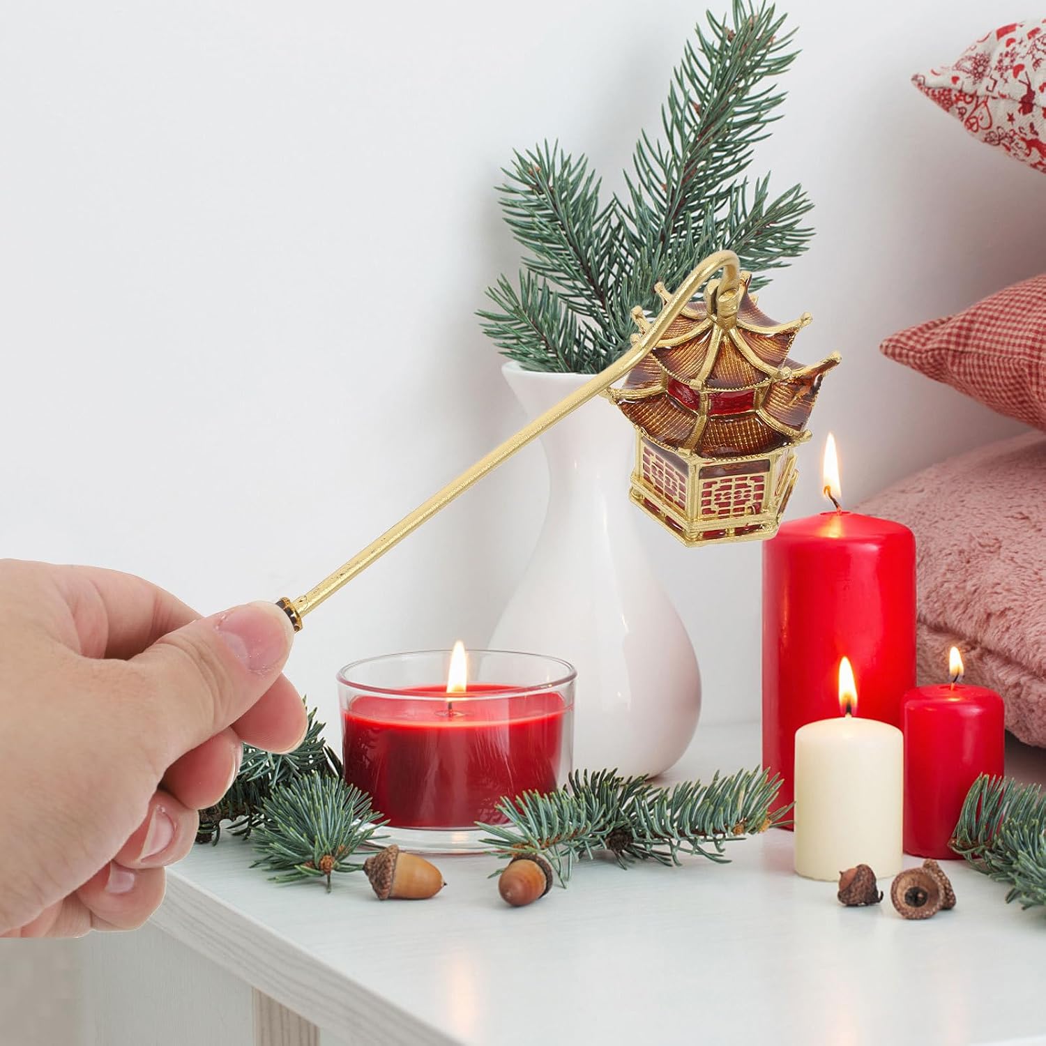 Candle Snuffer and Wick Trimmer Set Wrought Iron Extinguisher with Long Handle Safe Flame Dipper for Candle Enthusiasts Home Décor Accessory for Putting Out Flames