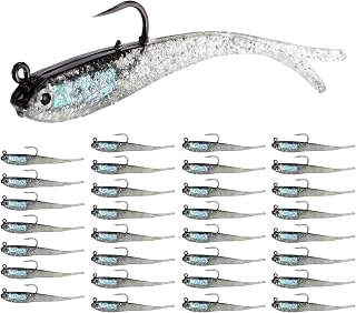 32 Pcs 7cm Soft Fishing Lures with Lead Block Inside and Sharp Hook, Lifelike Forked Tail Minnow, Soft Bait with Hook for Saltwater Freshwater, Fishing Gifts for Men