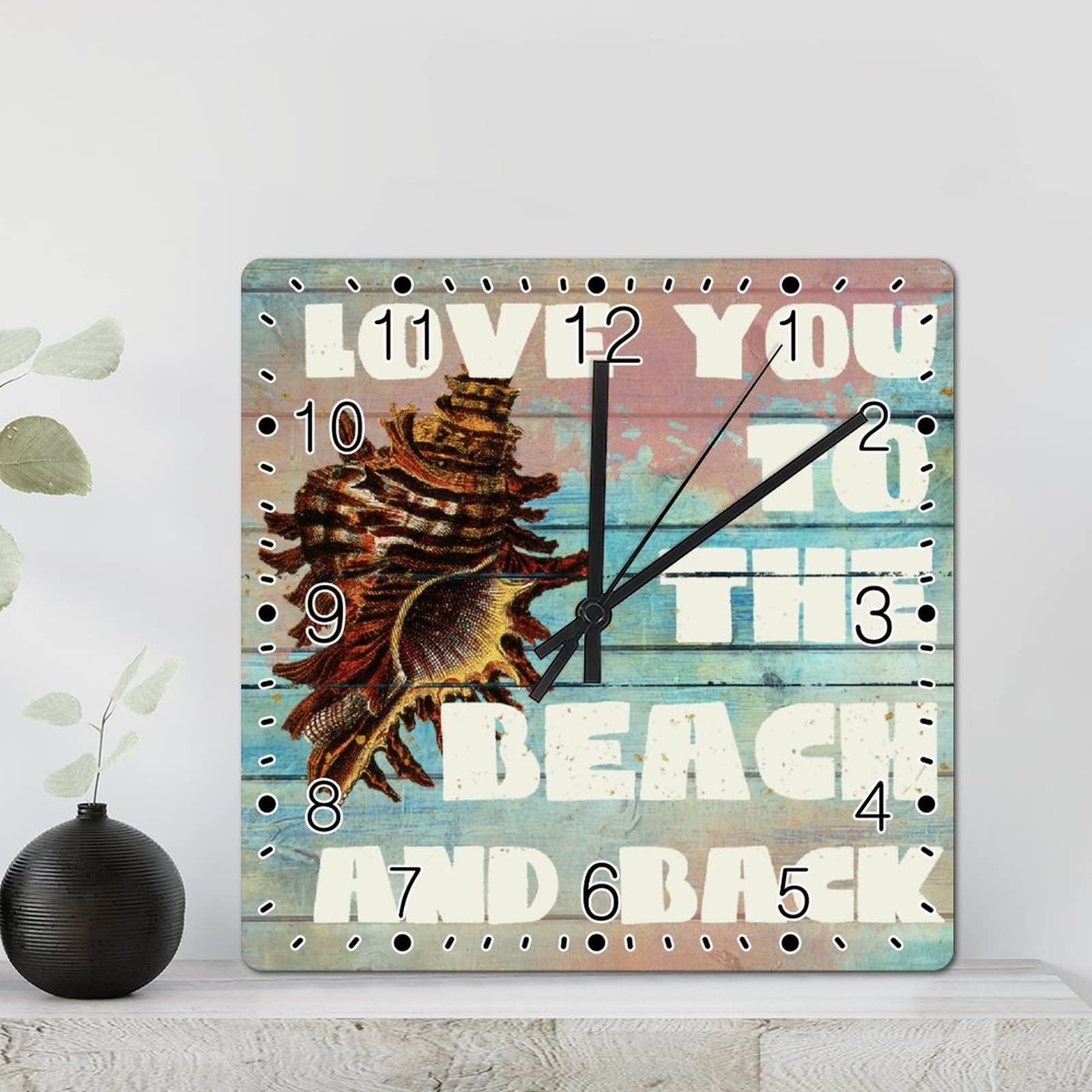 Horloge murale sans tic-tac conque marine déco vintage chambre