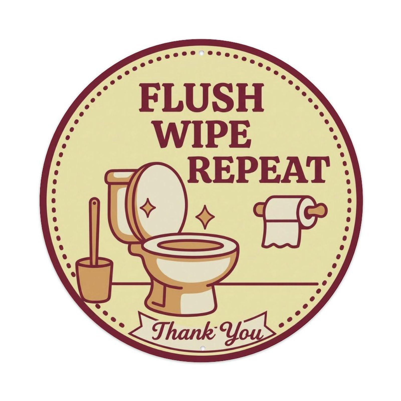 Toilet Clean Bathroom Reminder Flush Wipe Repeat Metal Tin Sign