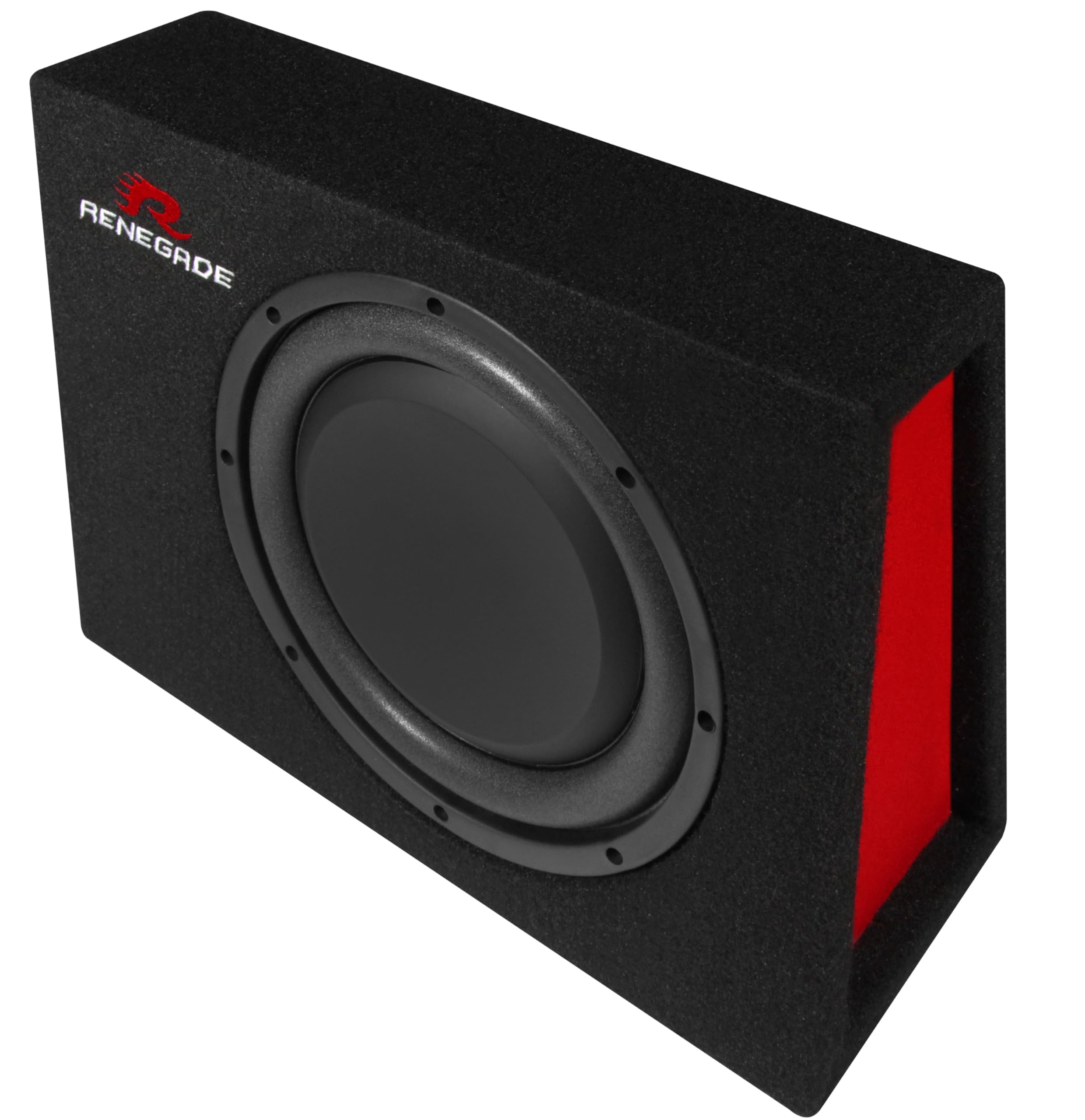 Renegade RXS1000 - subwoofer con cabinet da 25 cm (10") - sistema singolo compatto con altoparlante per bassi hi-fi per auto da 400 W max. con cabinet poco profondo
