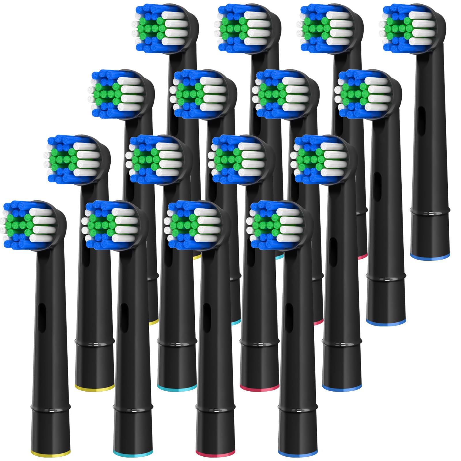 Replacement Toothbrush Heads, Compatible with Oral B Braun, 16 Pcs Professional Electric Brush Heads for Oral B Braun Replacement Heads Refill, Black